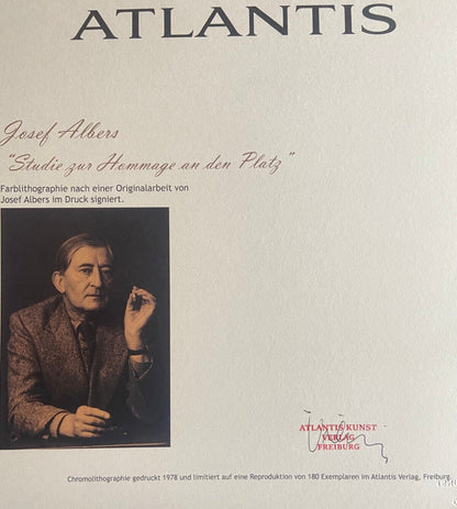 Josef Albers Lithograph Coa Hand-Numbered Signed O.P. Stamp