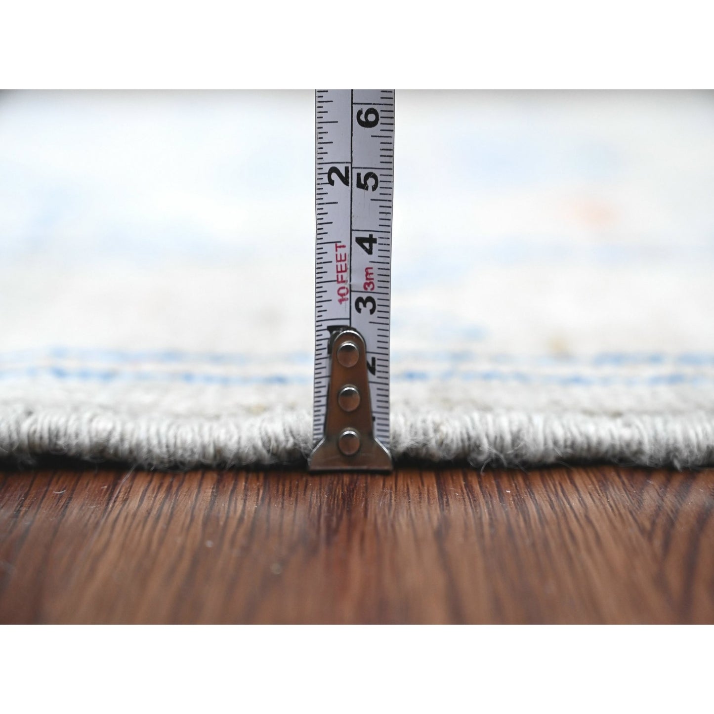 2'9"X9'2" Gray Hand Knotted Angora Oushak All Over Design Wool Runner Rug