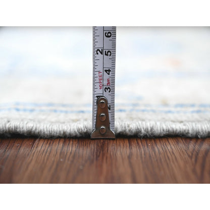 2'9"X9'2" Gray Hand Knotted Angora Oushak All Over Design Wool Runner Rug