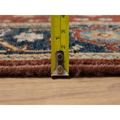 2'6"X8' Ruby Red Hand Knotted Heris Revival New Zealand Wool Runner Rug