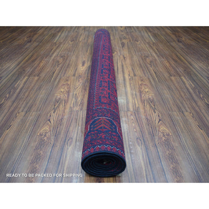 5'8"X7'5" Deep Red Hand Knotted Afghan Khamyab Soft And Velvety Wool Rug