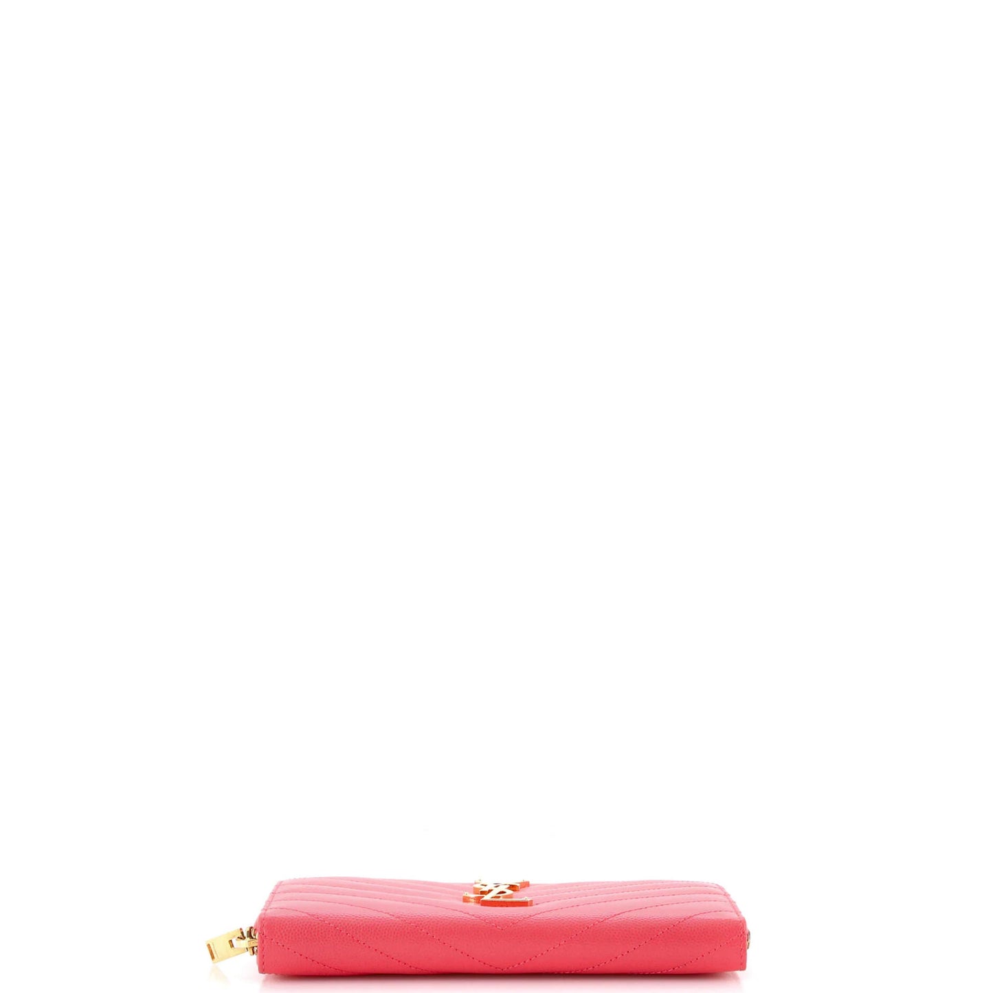 Saint Laurent Classic Monogram Zip Around Wallet Matelasse Chevron Leather