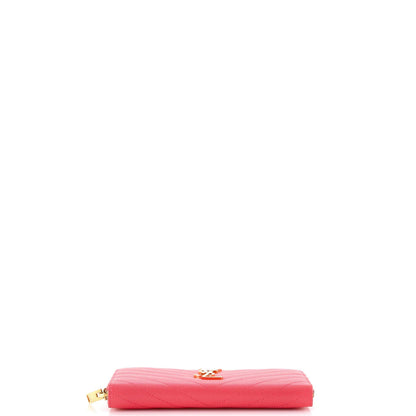 Saint Laurent Classic Monogram Zip Around Wallet Matelasse Chevron Leather