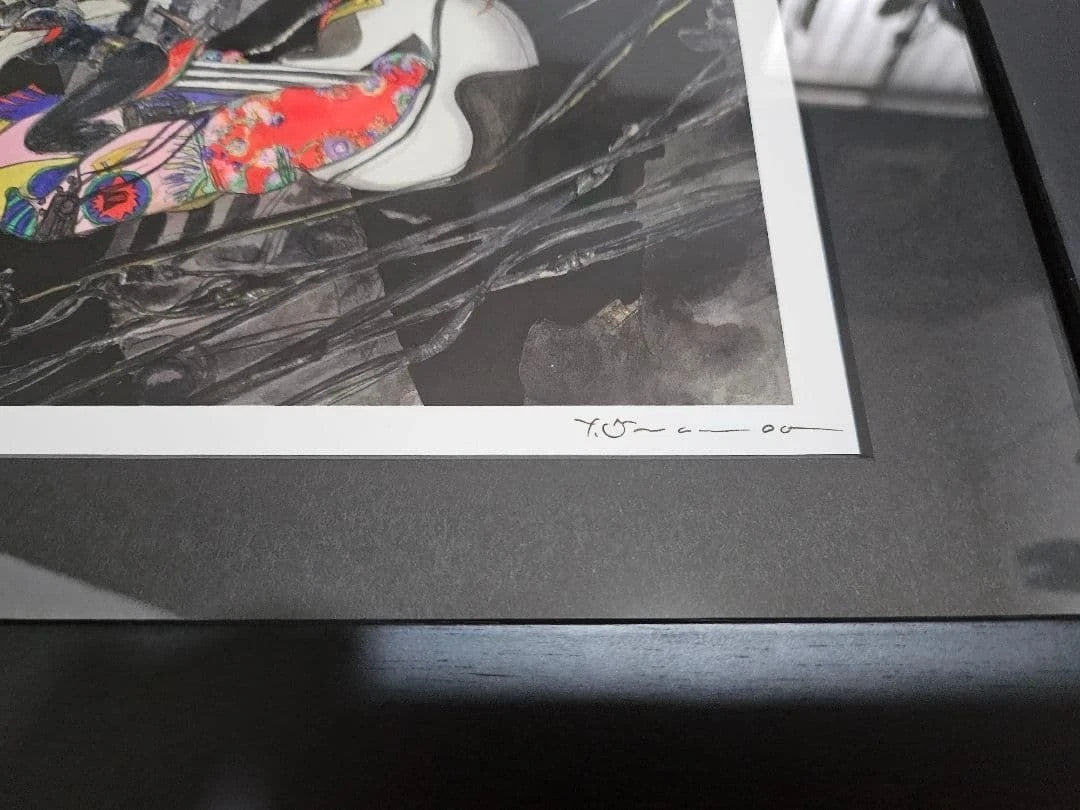 COA Yoshitaka Amano Cloud Iron Horse Harley FF7 Signed With