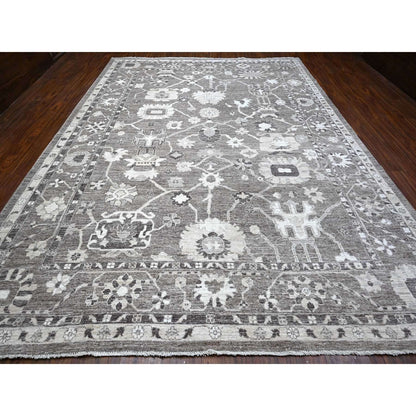 10'2"X14' Nevada Gray Hand Knotted Afghan Angora Oushak Oriental Rug