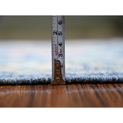 2'9"X15'8" Admiral Blue Afghan Angora Oushak Wool Hand Knotted Runner Rug