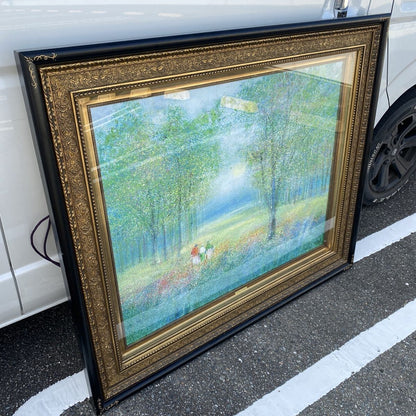 Andr Ingres "Spring Walk In Flower Field" 1996 Oil Painting Large 40F Signed