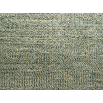 10'2"X14' Seneca Gray Hand Knotted Modern Grass Design Wool And Silk Rug