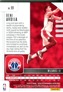 Deni Avdija 2020 Panini Absolute Red Rookie Card 136/199 #99
