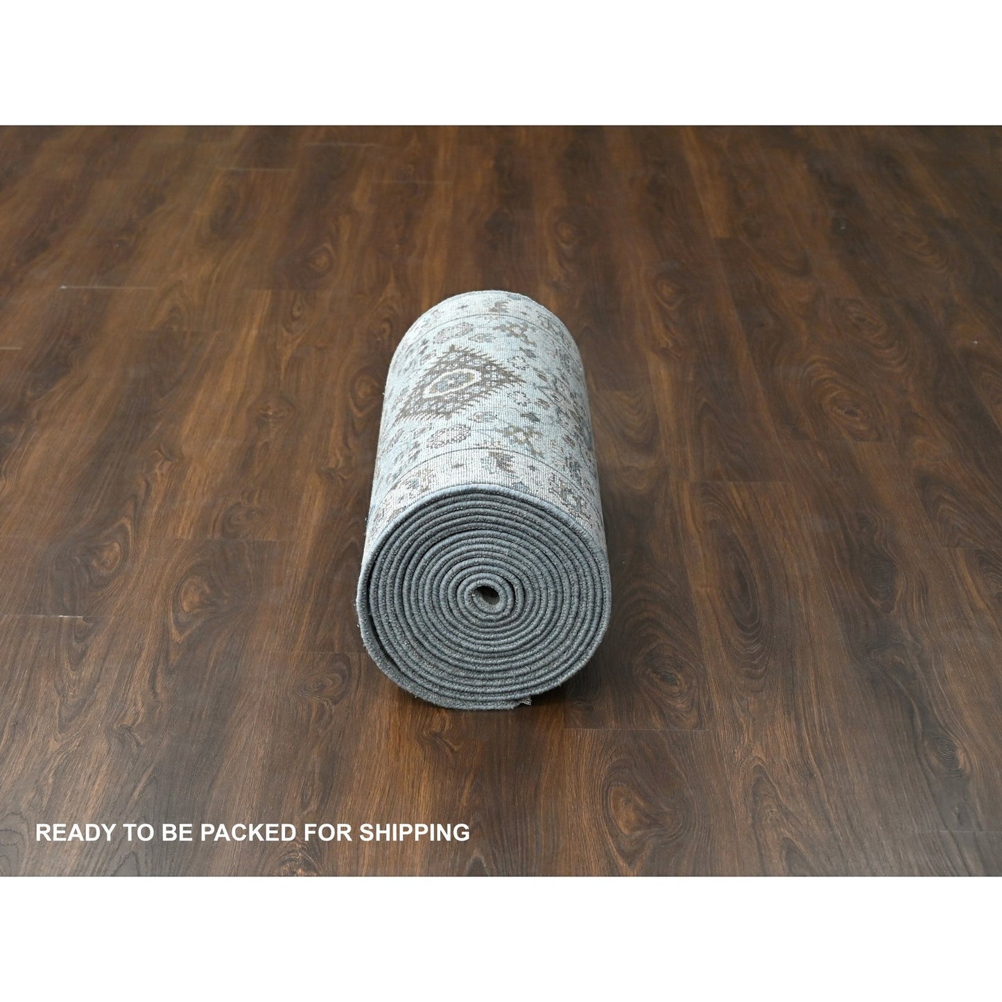 2'7"X25'10" Cloud Gray Hand Knotted Karjihooz Design Wool Xl Runner Rug