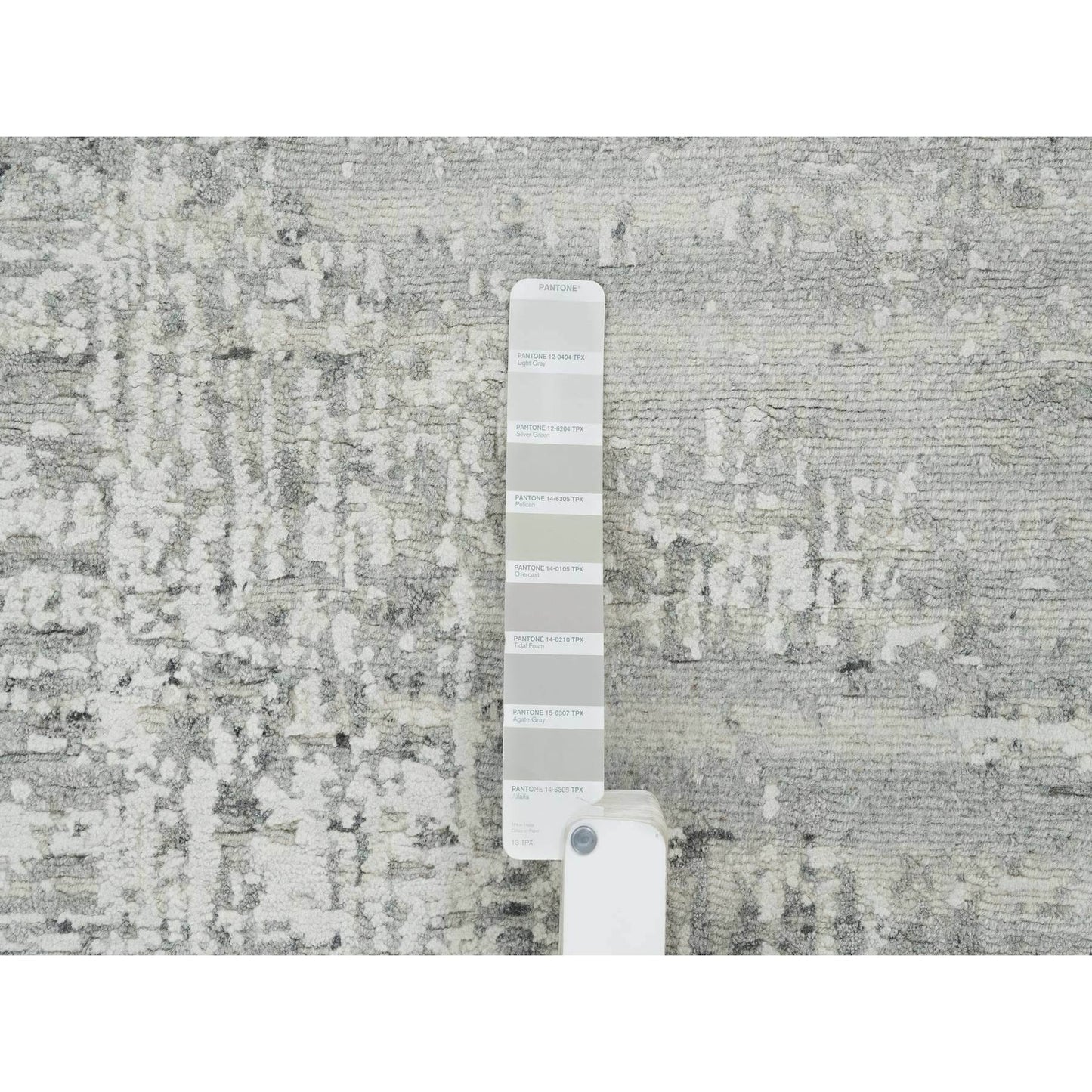 Modern Hand Knotted Light Gray Square Oriental 6'2" Design Rug