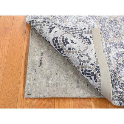 2'2"X3' Gray Silken Roman Mosaic Design Hand Knotted Sample Mat Rug