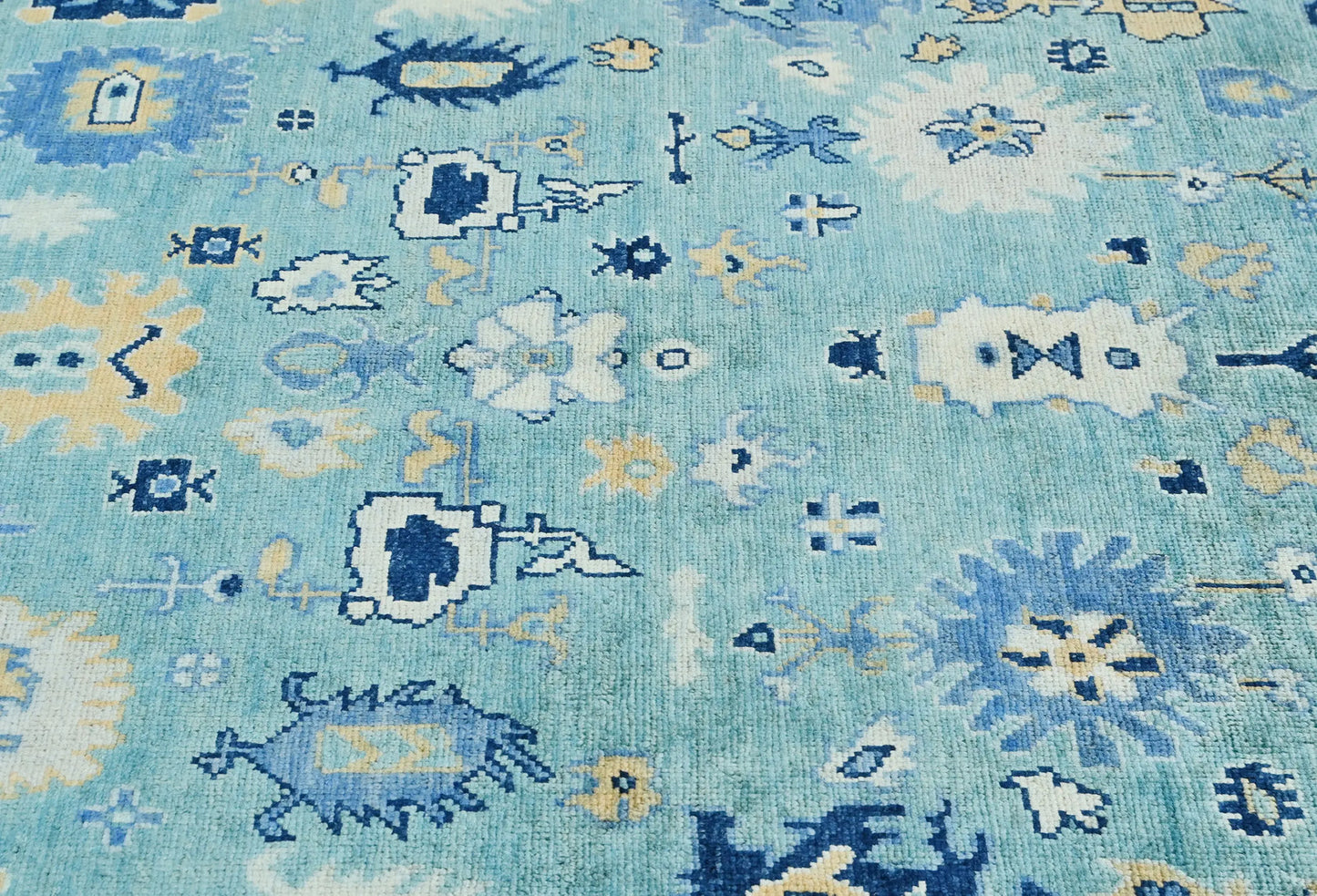 Handmade Blue Kazak Pakistan Rug Floral Modern