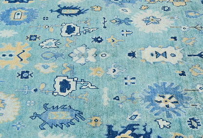Handmade Blue Kazak Pakistan Rug Floral Modern