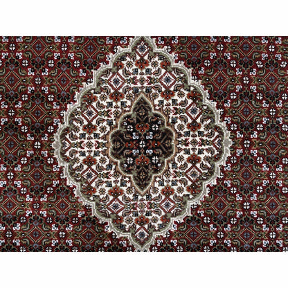 4'1"X16' Red Tebraz Mahi Wool And Silk Hand Knotted Wide Xl Runner Rug
