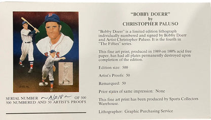 Bobby Doerr & Christopher Paluso Signed18X24 Artist Proof Lithograph 18/50 (Jsa)