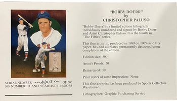 Bobby Doerr & Christopher Paluso Signed18X24 Artist Proof Lithograph 18/50 (Jsa)