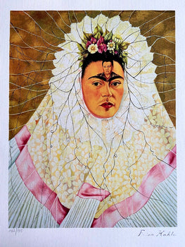 Frida Kahlo Lithograph Coa Signed Numbered By Hand Crayon Pencil