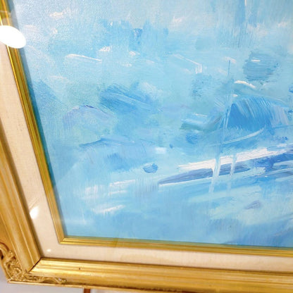 Blue Impressionist Art Rainy Landscape Oil Painting by Alfredo Candela