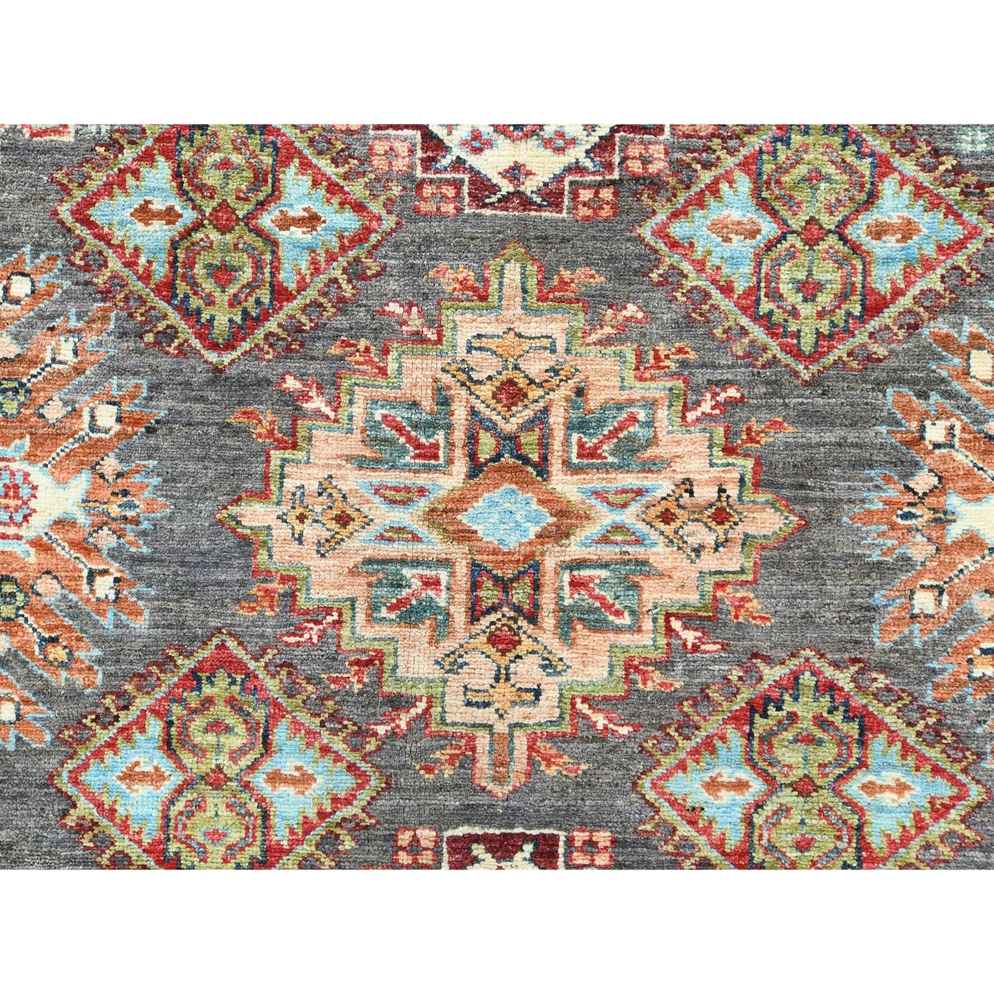 10'3"X13'10" Stone Gray Soft Wool Hand Knotted Afghan Super Kazak Rug