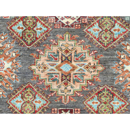 10'3"X13'10" Stone Gray Soft Wool Hand Knotted Afghan Super Kazak Rug