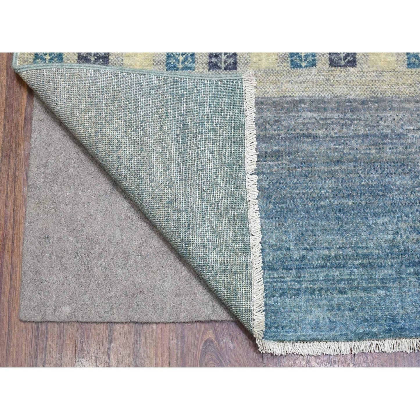9'X11'9" Light Blue Afghan Kashkuli Gabbeh Pure Wool Hand Knotted Rug