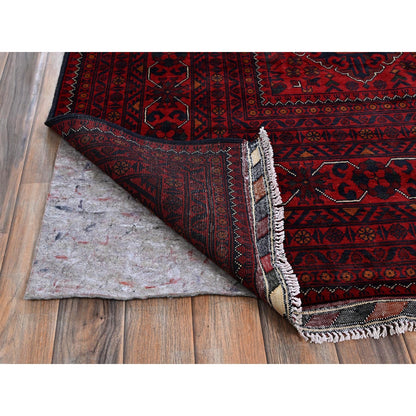 9'10"X12'8" Red Afghan Khamyab Geometric Design Hand Knotted Soft Wool Rug