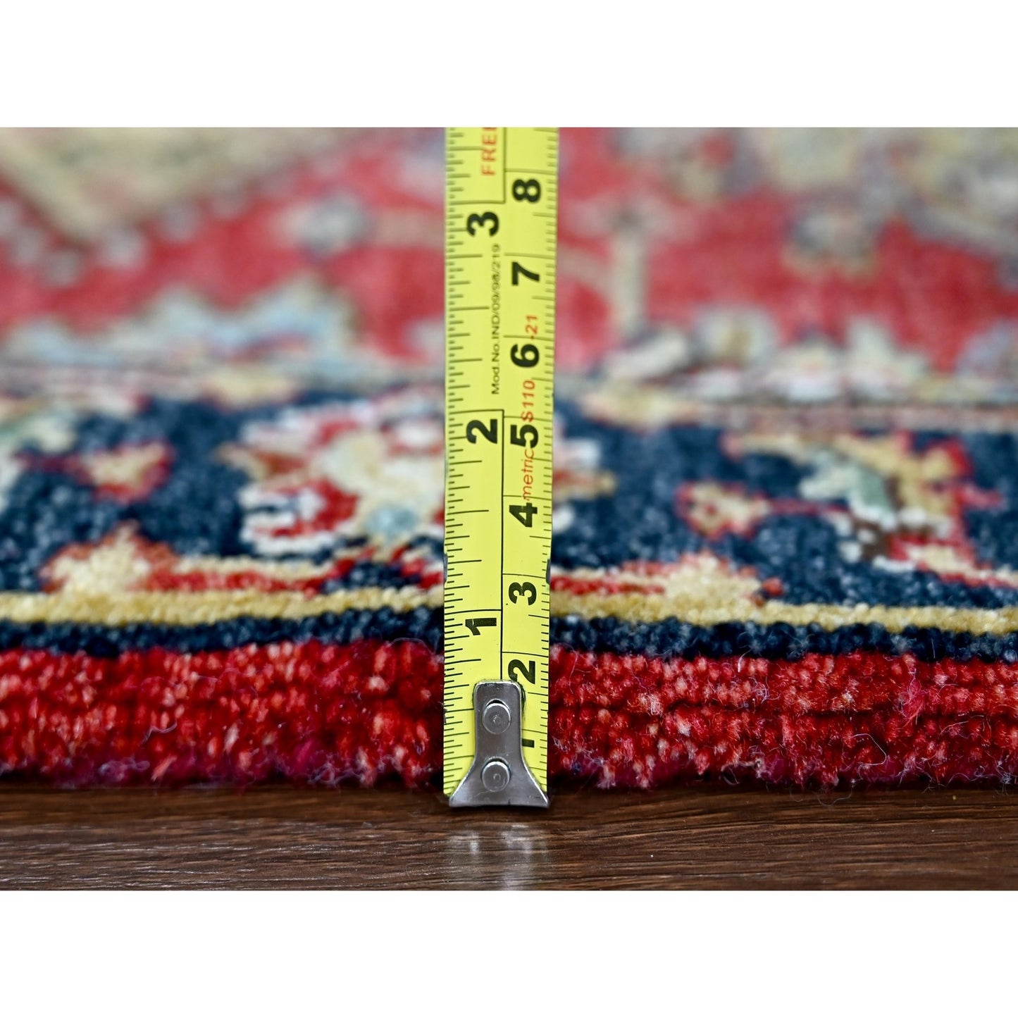 2'X3' Rich Red Karjihooz Geometric Medallions Wool Hand Knotted Mat Rug