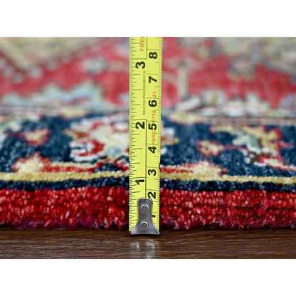 2'X3' Rich Red Karjihooz Geometric Medallions Wool Hand Knotted Mat Rug