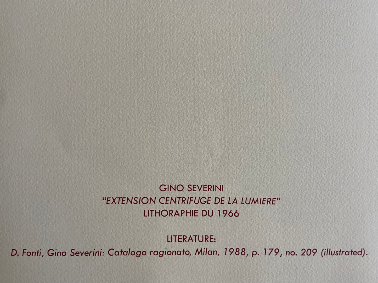 Gino Severini Lithograph 1966 Lithograph Coa