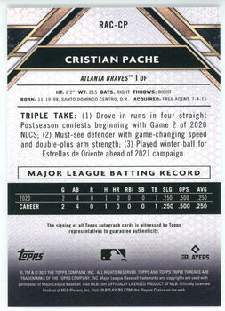 Christian Pache Autographed 2021 Topps Triple Threads Rookie Card #Rac-Cp