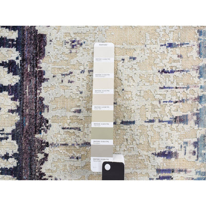 2'X3'2" Gray Modern Hand Knotted Wool And Sari Silk Sample Mat Rug