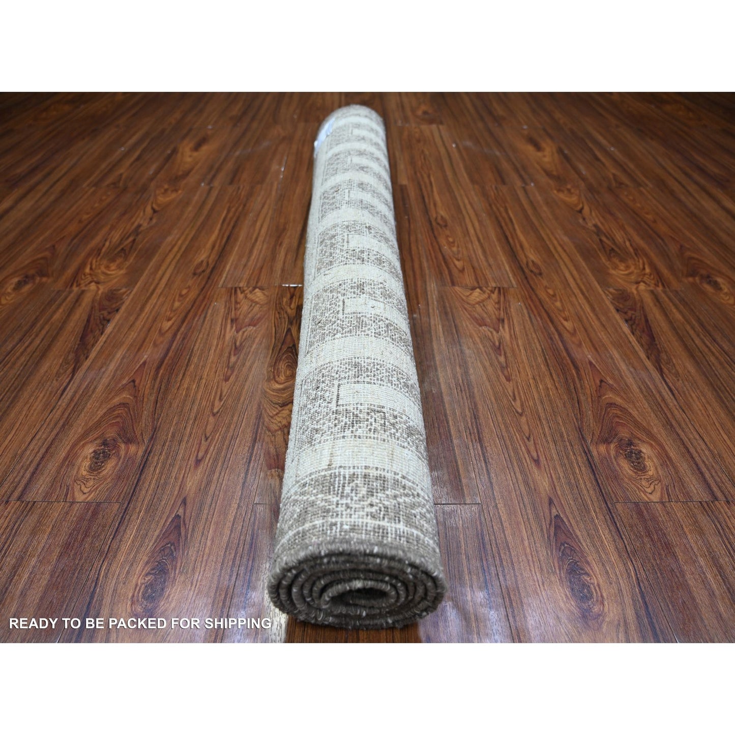 4'X5'8" Taupe Brown Fine Peshawar Wool Hand Knotted Oriental Rug