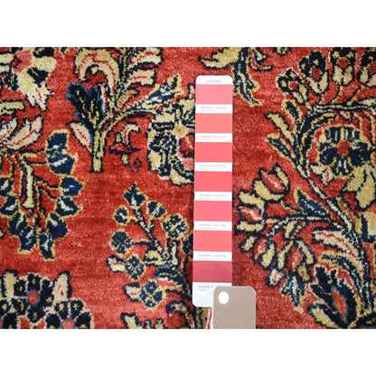 7'10"X9'10" Red Farsian Saroogh Soft Wool Hand Knotted Full Pile Rug