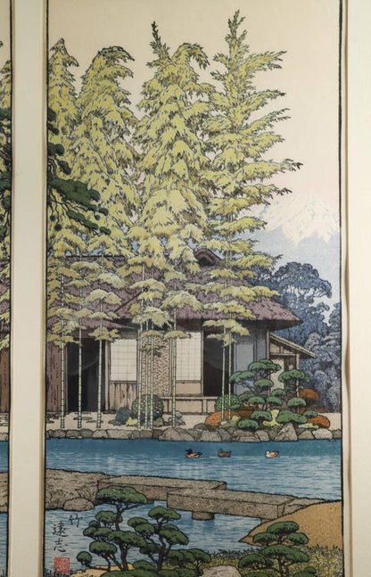 Toshi Yoshida Early Spring Three Friends Original Woodblock Print Set of 3