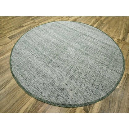 10'X10' Green Wool Round Rug Hand Knotted Oxidized Grass Design Oriental