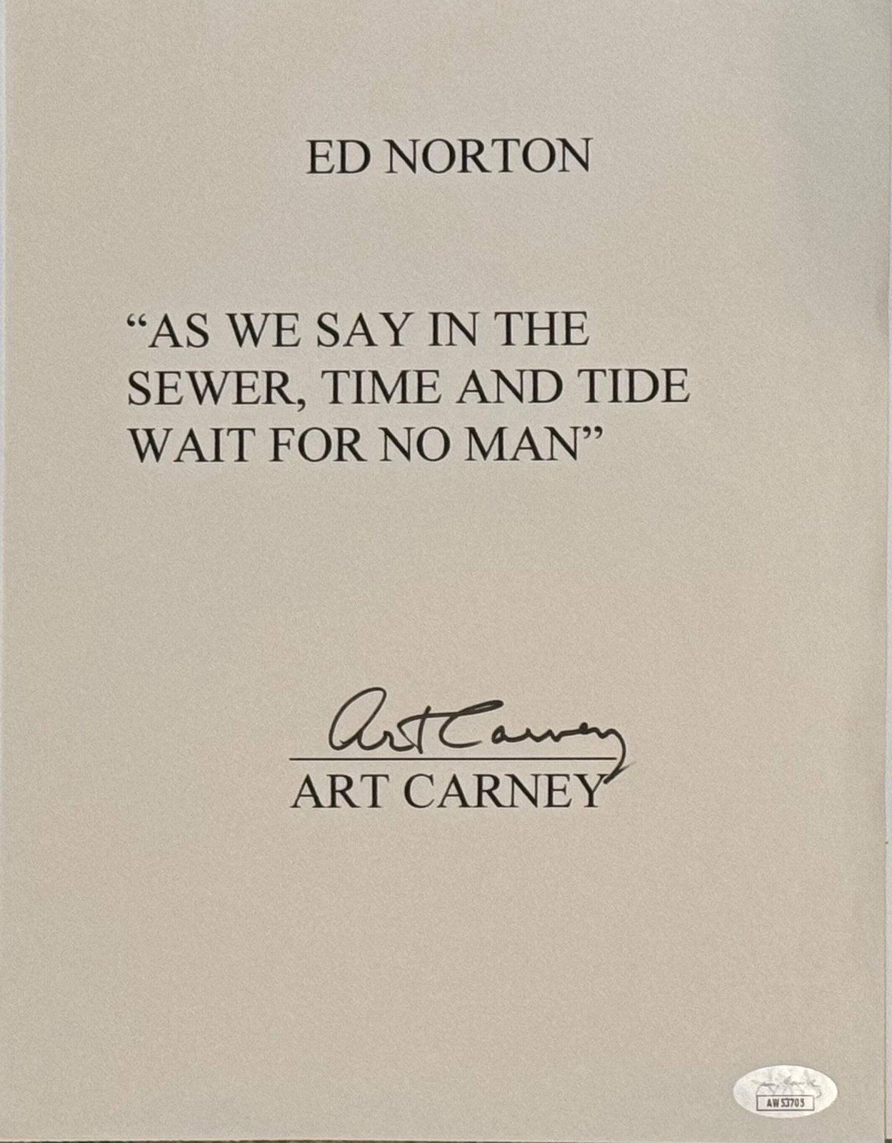 Art Carney Autographed Signed Piece Of Paper (Jsa)