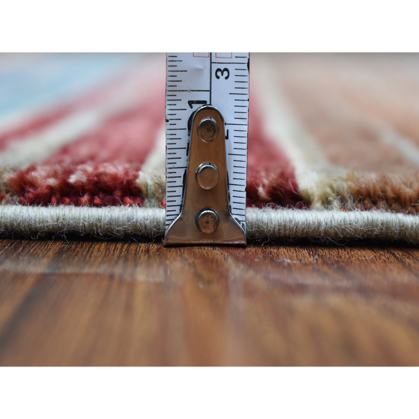 2'9"X8' Hand Knotted Gray Super Kazak Khorjin Design Wool Runner Rug