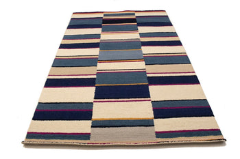 Hand-Tufted Multicolored Stripes Rug Modern Kids