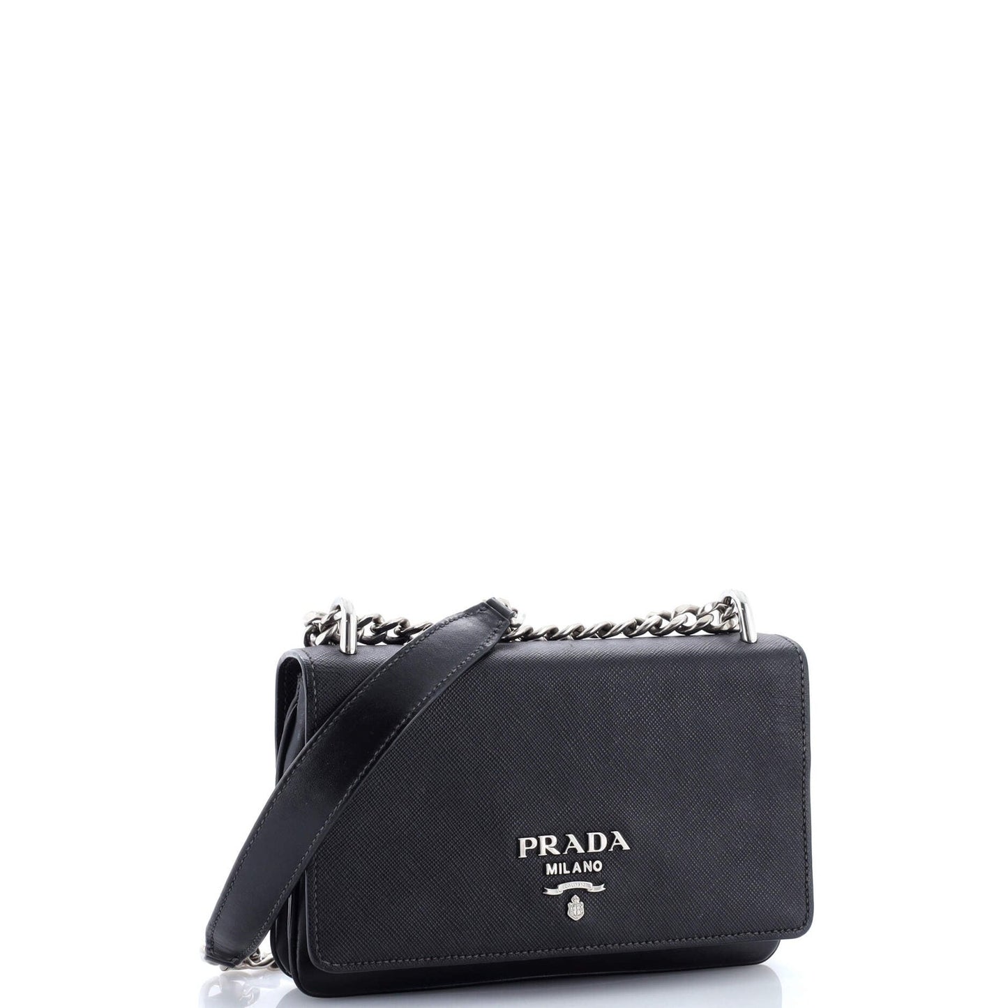 Prada Chain Flap Crossbody Bag Tessuto And Saffiano Leather Medium