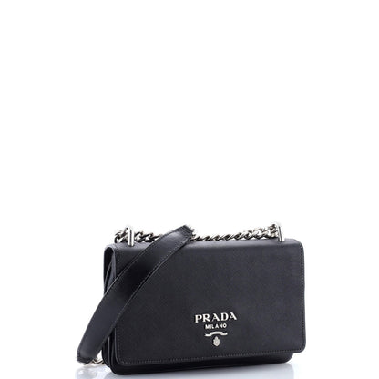 Prada Chain Flap Crossbody Bag Tessuto And Saffiano Leather Medium