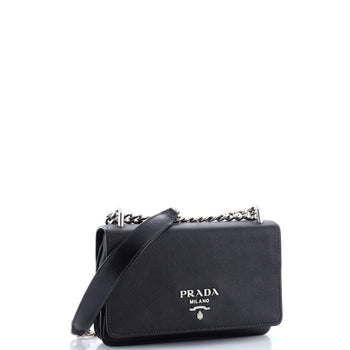 Prada Chain Flap Crossbody Bag Tessuto And Saffiano Leather Medium