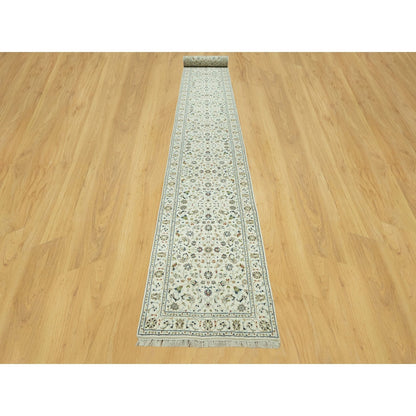 2'8"X21'8" Cloud Nine White Nain Wool 250 Kpsi Hand Knotted Xl Runner Rug