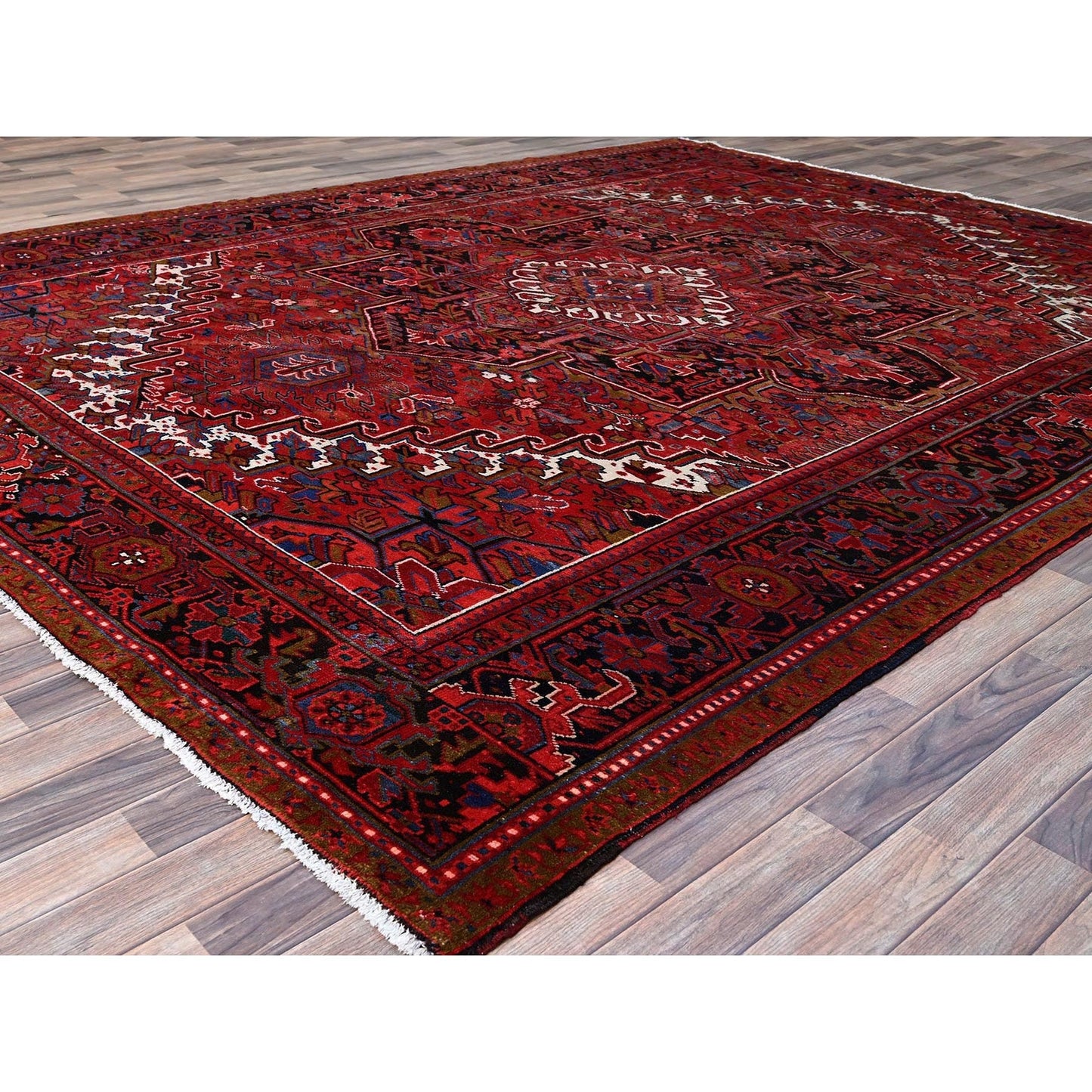 9'8"X12'3" Red Good Condition Organic Wool Semi Antique Oriental Rug
