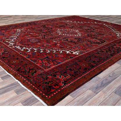 9'8"X12'3" Red Good Condition Organic Wool Semi Antique Oriental Rug