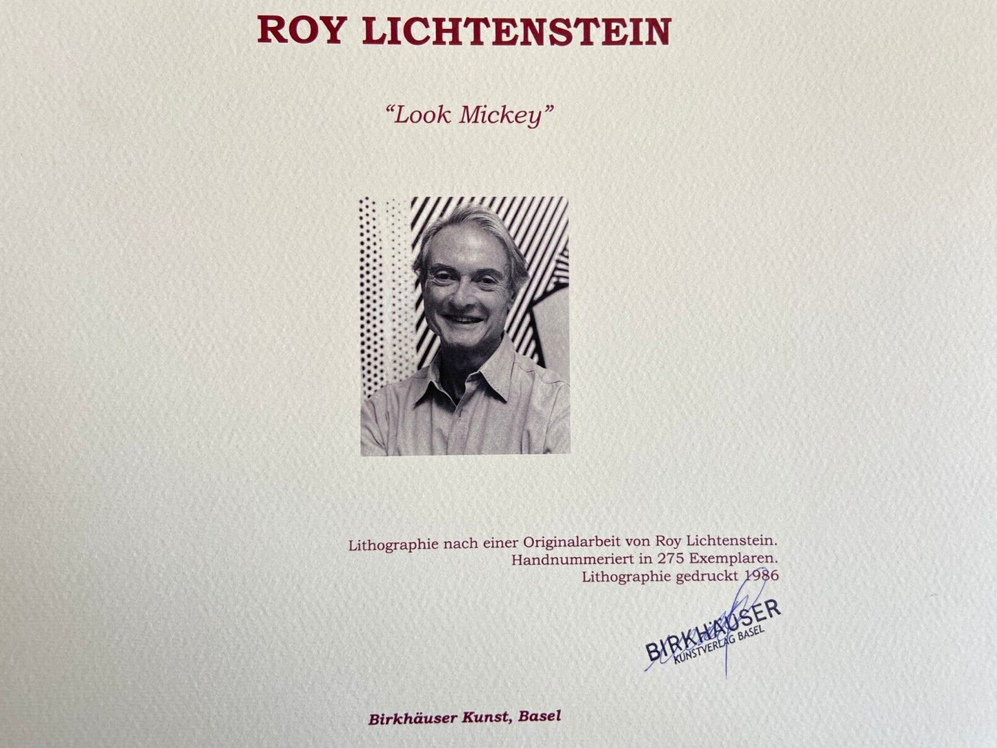 Roy Lichtenstein Lithograph Coa Signed Numbered Crayon Stamp -Kaws