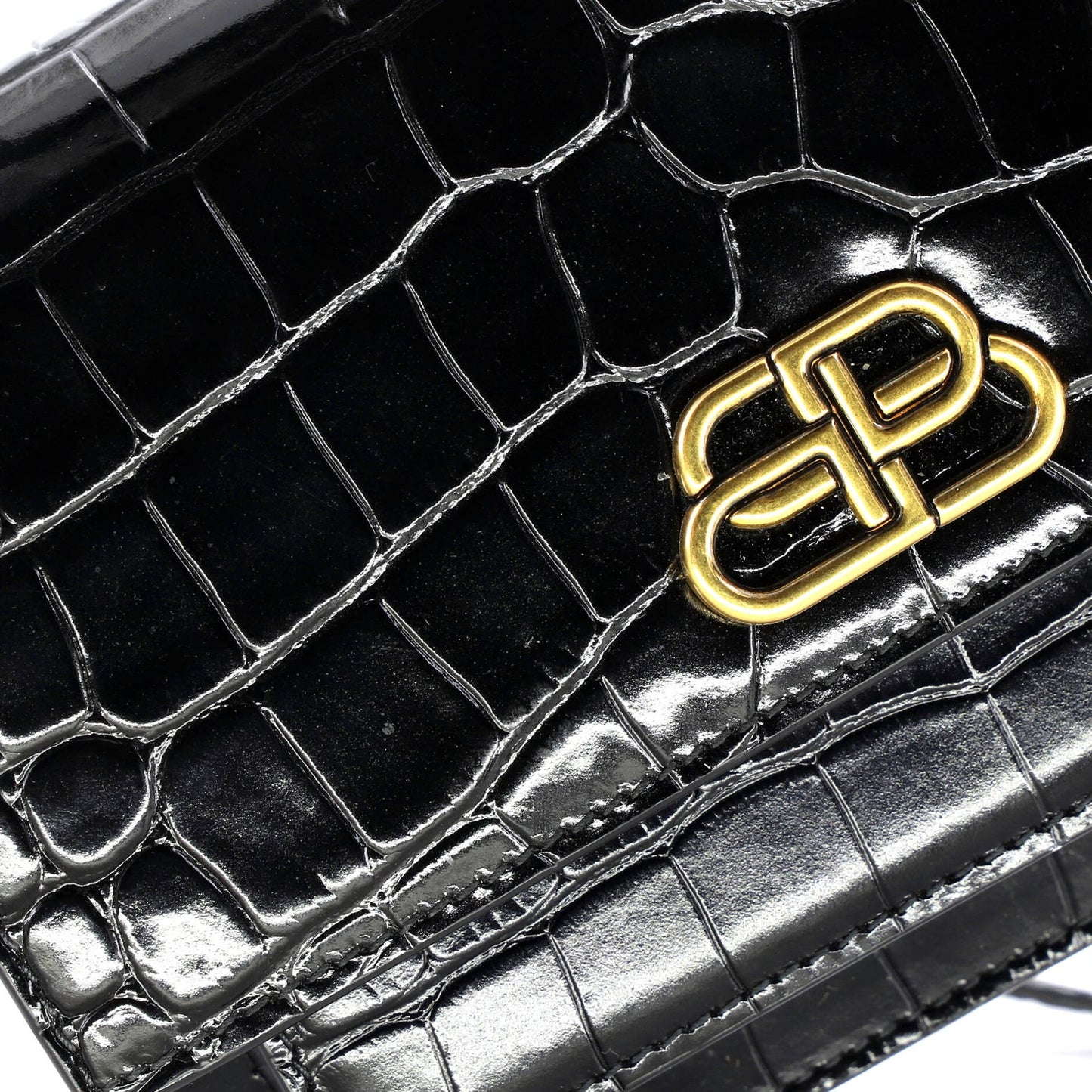 Balenciaga Sharp Top Handle Bag Crocodile Embossed Leather Xs