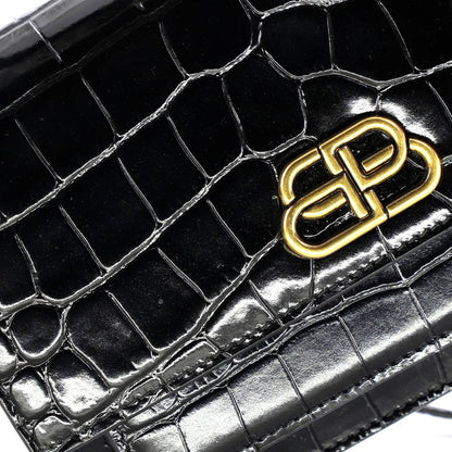 Balenciaga Sharp Top Handle Bag Crocodile Embossed Leather Xs