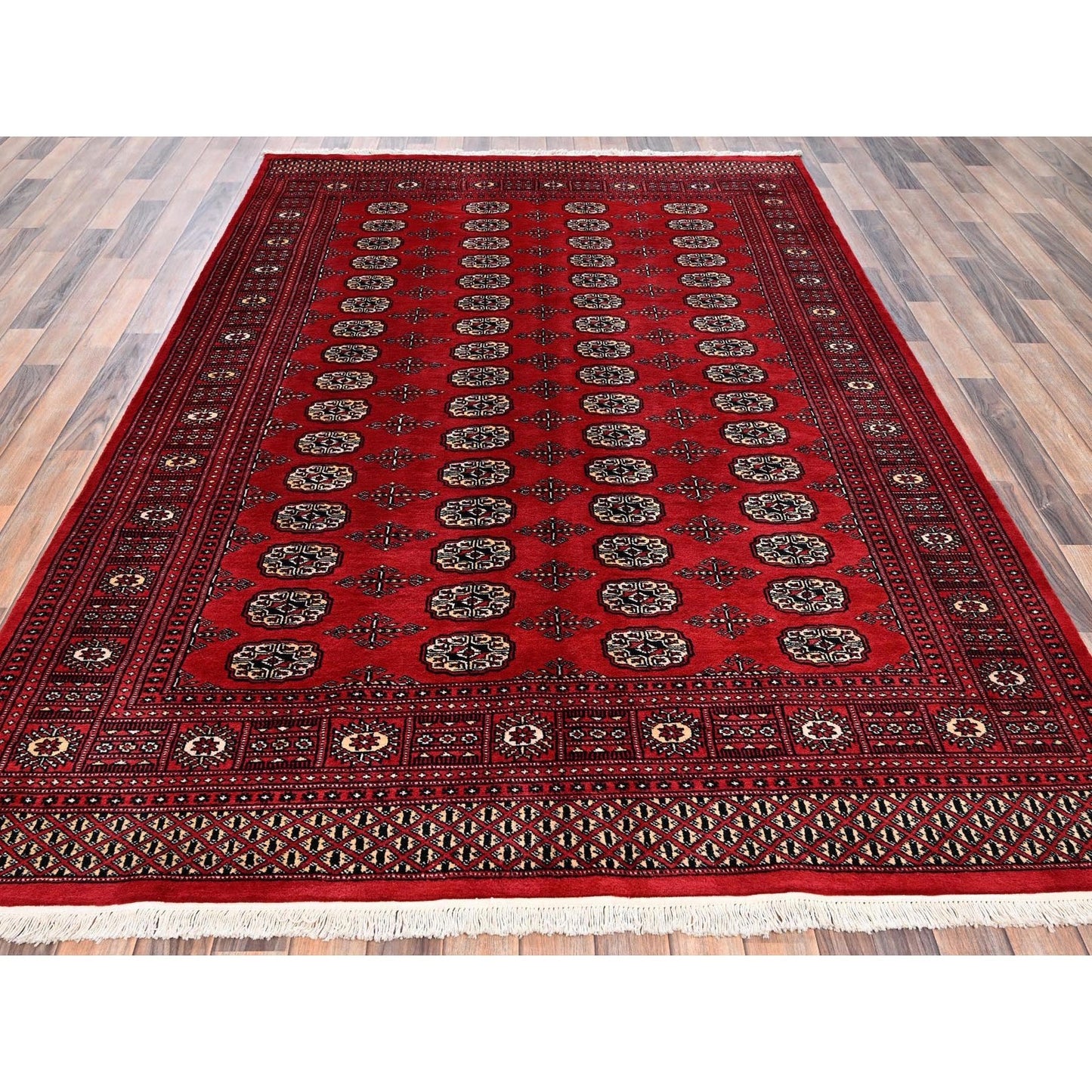 Knotted 6'x9' Red Princess Bokara Tribal Medallions Rug Soft Wool Hand