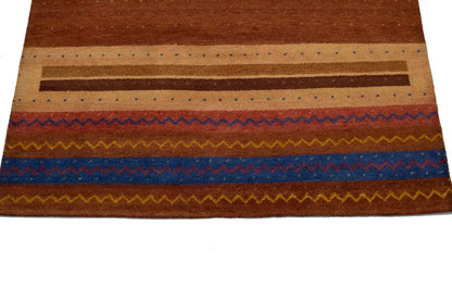 Handmade Gabbeh Rug Modern Tribal Stripes Design Wool Oriental Carpet 7X10 ft